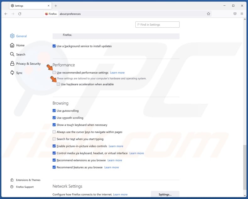 Turn off hardware acceleration