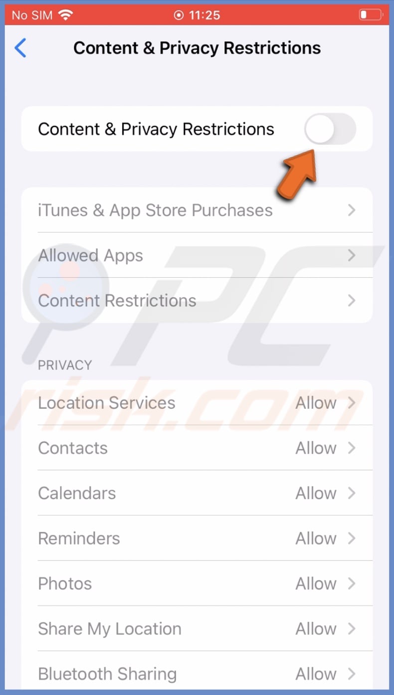 Disable all restrictions