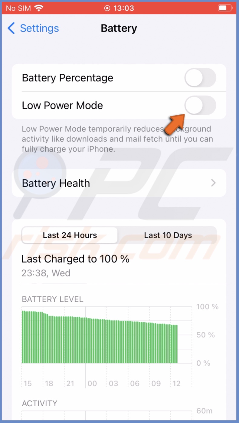 Disable Low Power Mode