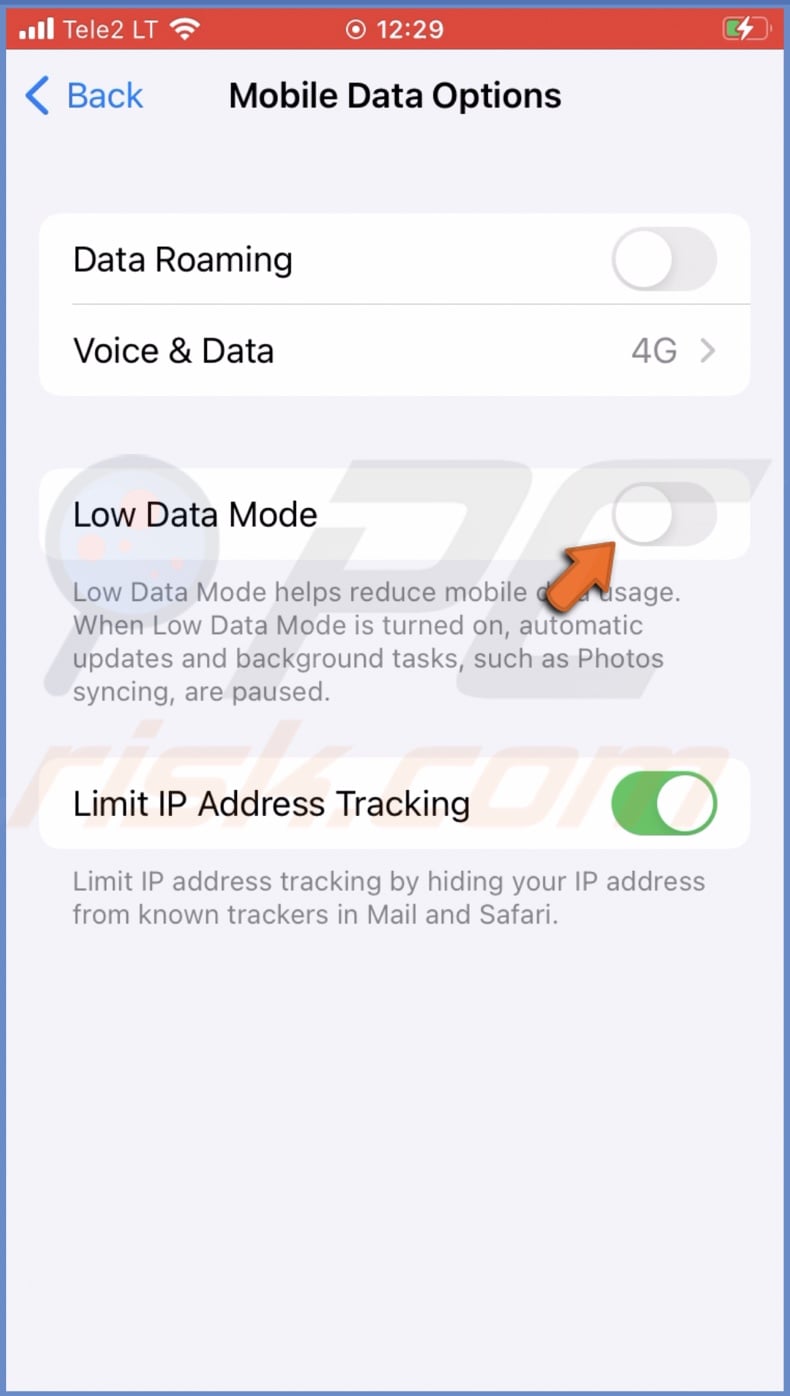 Disable Low Data Mode