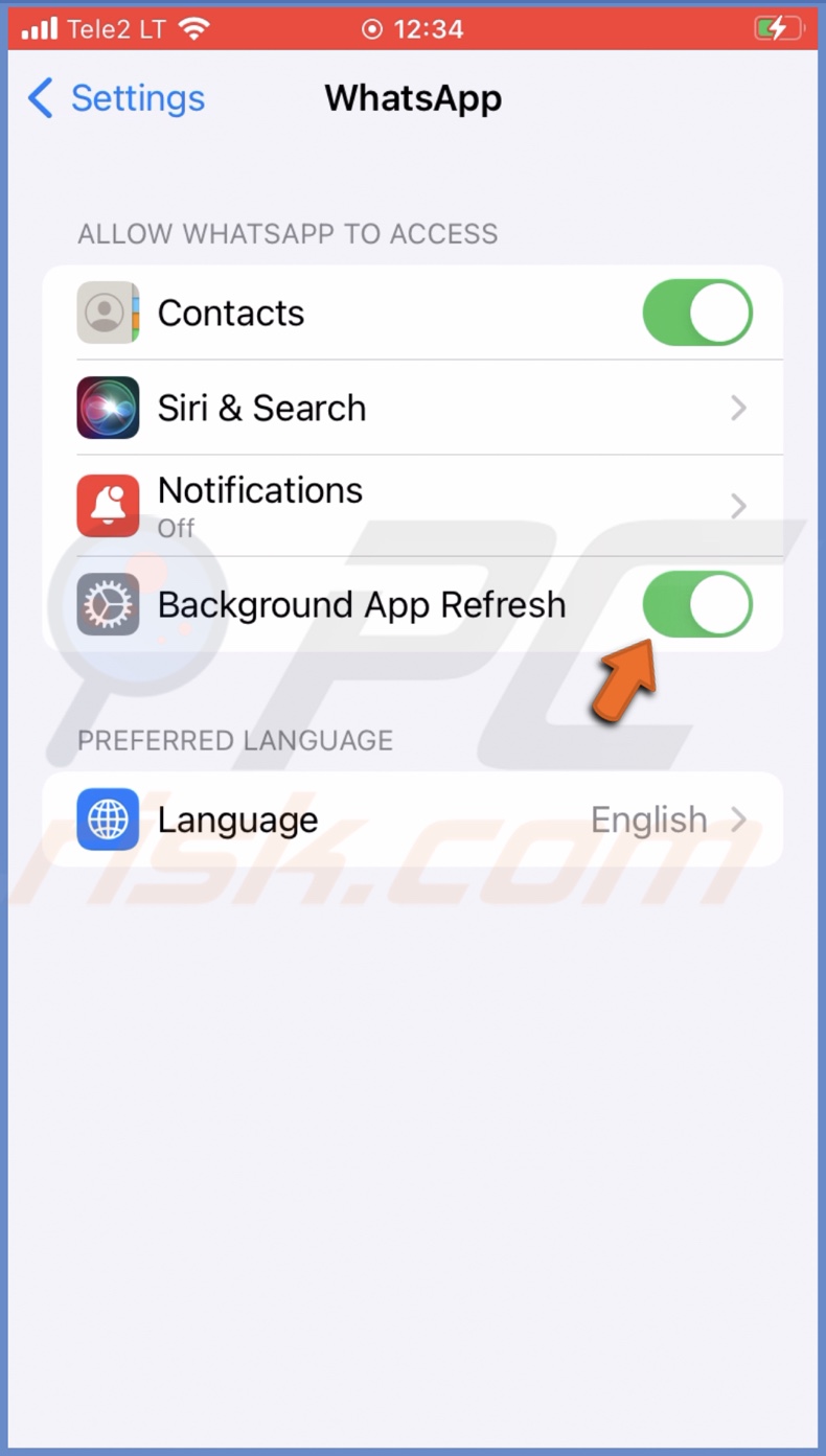 Enable Background App Refresh