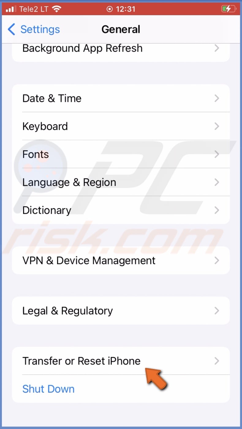 Transfer or Reset iPhone
