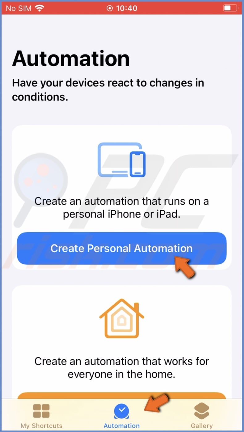 Create personal automation