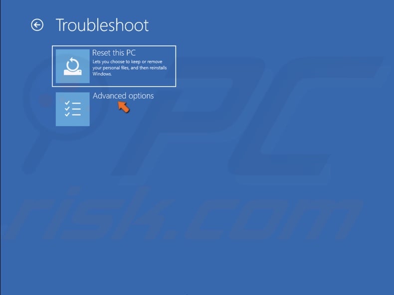 Select Advanced options