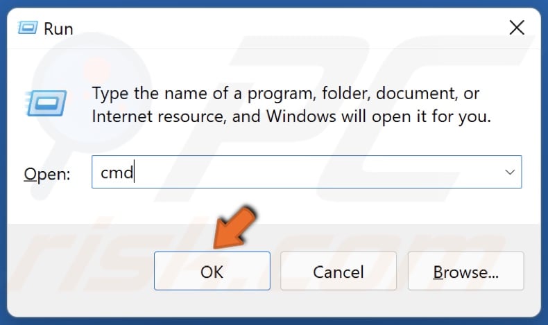 Type in CMD in run and click OK