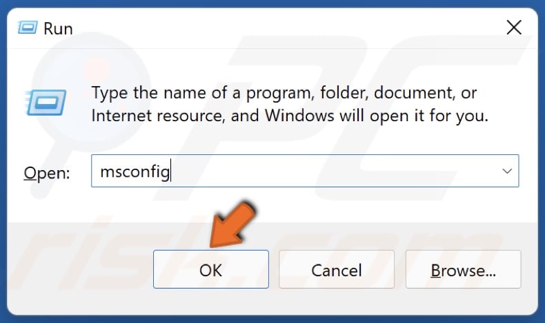 Type in MSConfig in Run and click OK