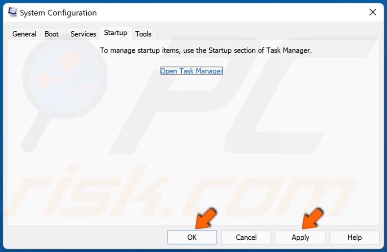Click Apply and click OK