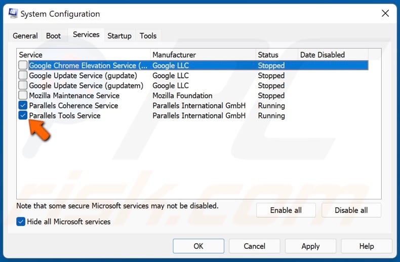 Re-enable the services that you need