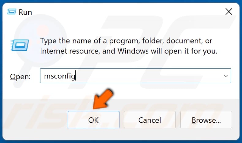 Type in MSConfig in Run and click OK