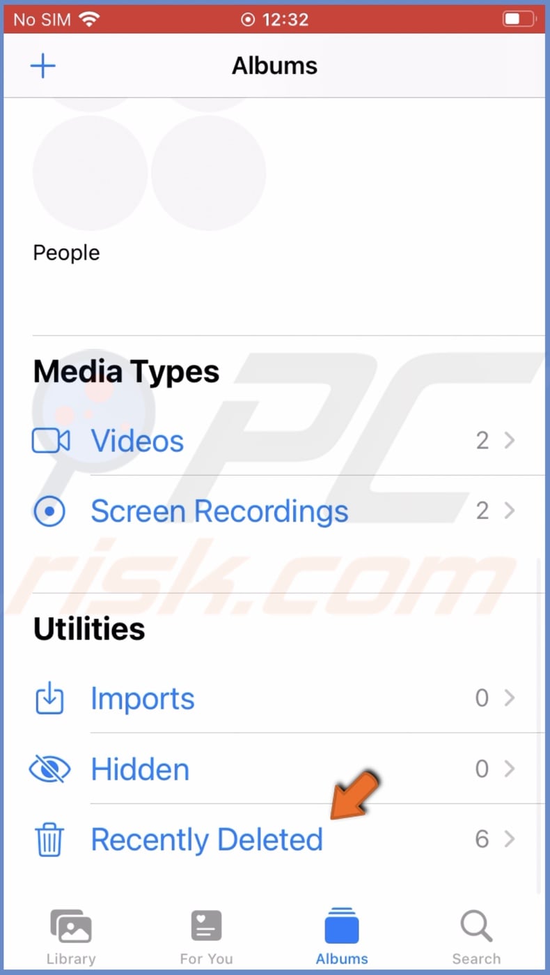 Go to Recently Deleted folder