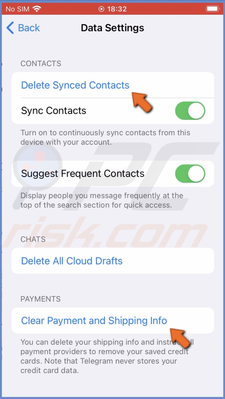 Delete your contact and payment info