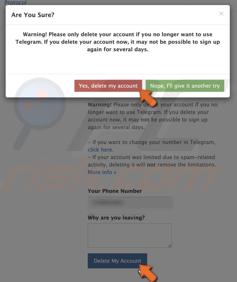 Delete your Telegram account