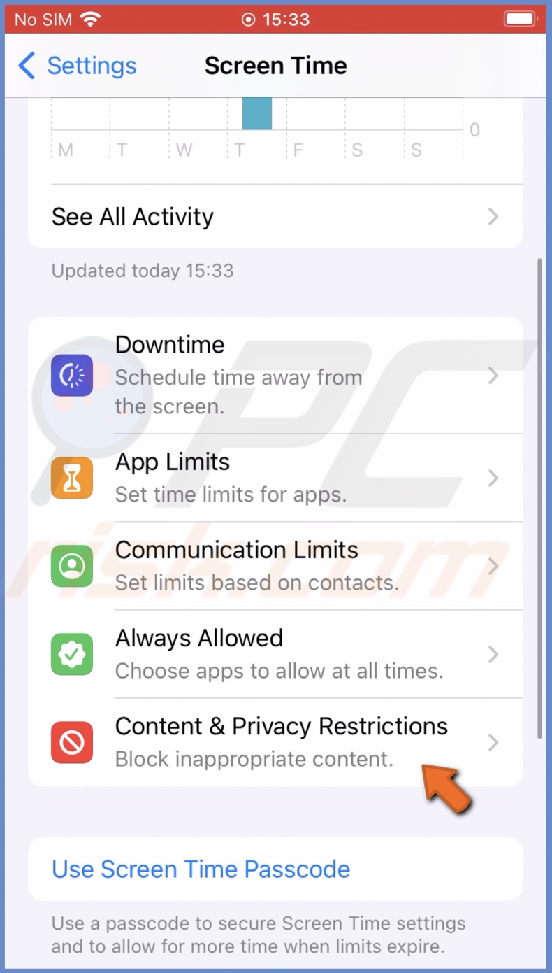 Go to Content & Privacy Restrictions