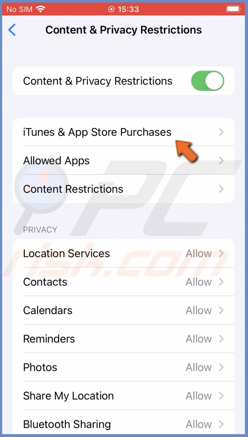 Tap on iTunes & App Store Purchases