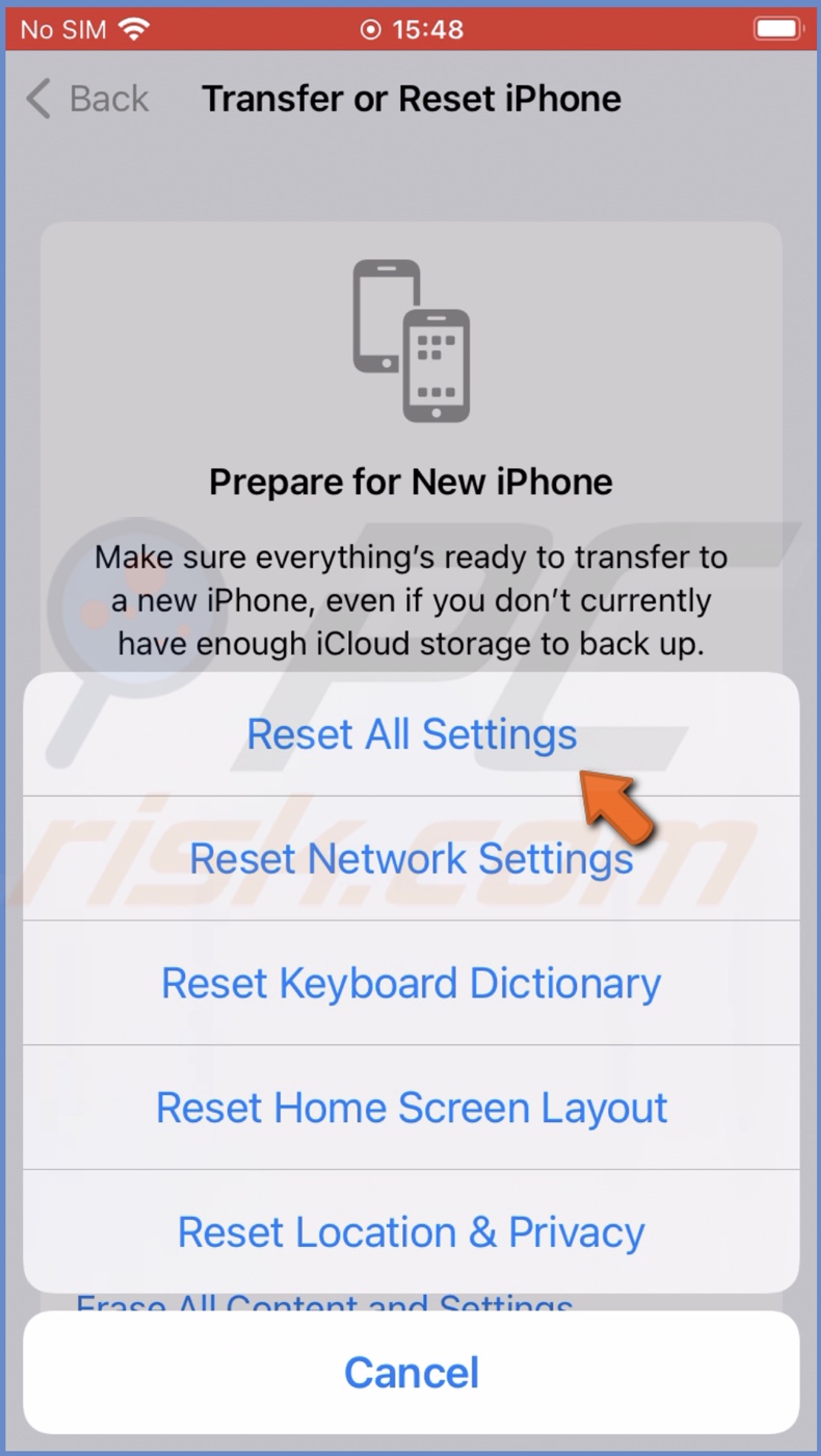 Reset All Settings
