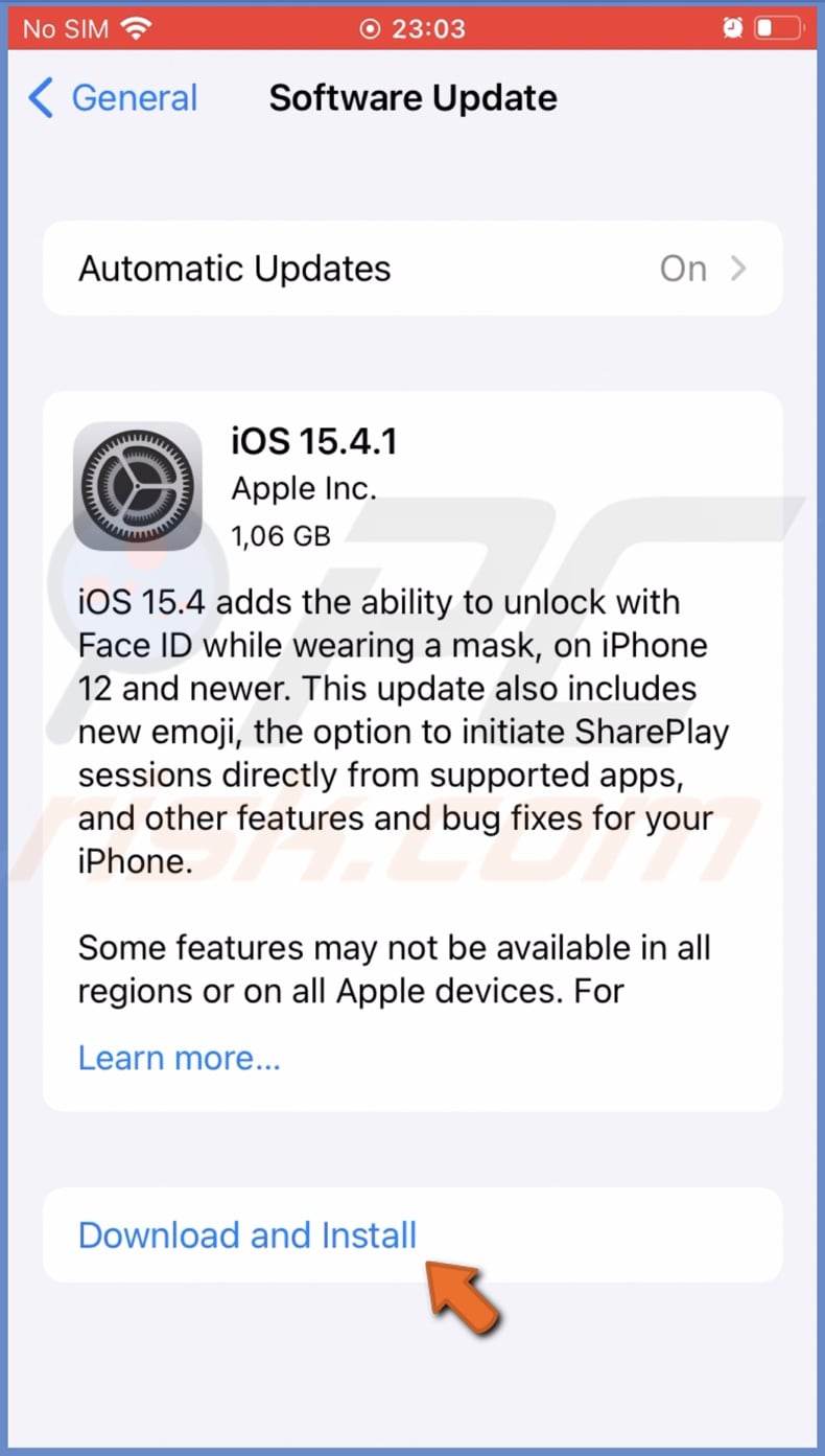 Download and install the update