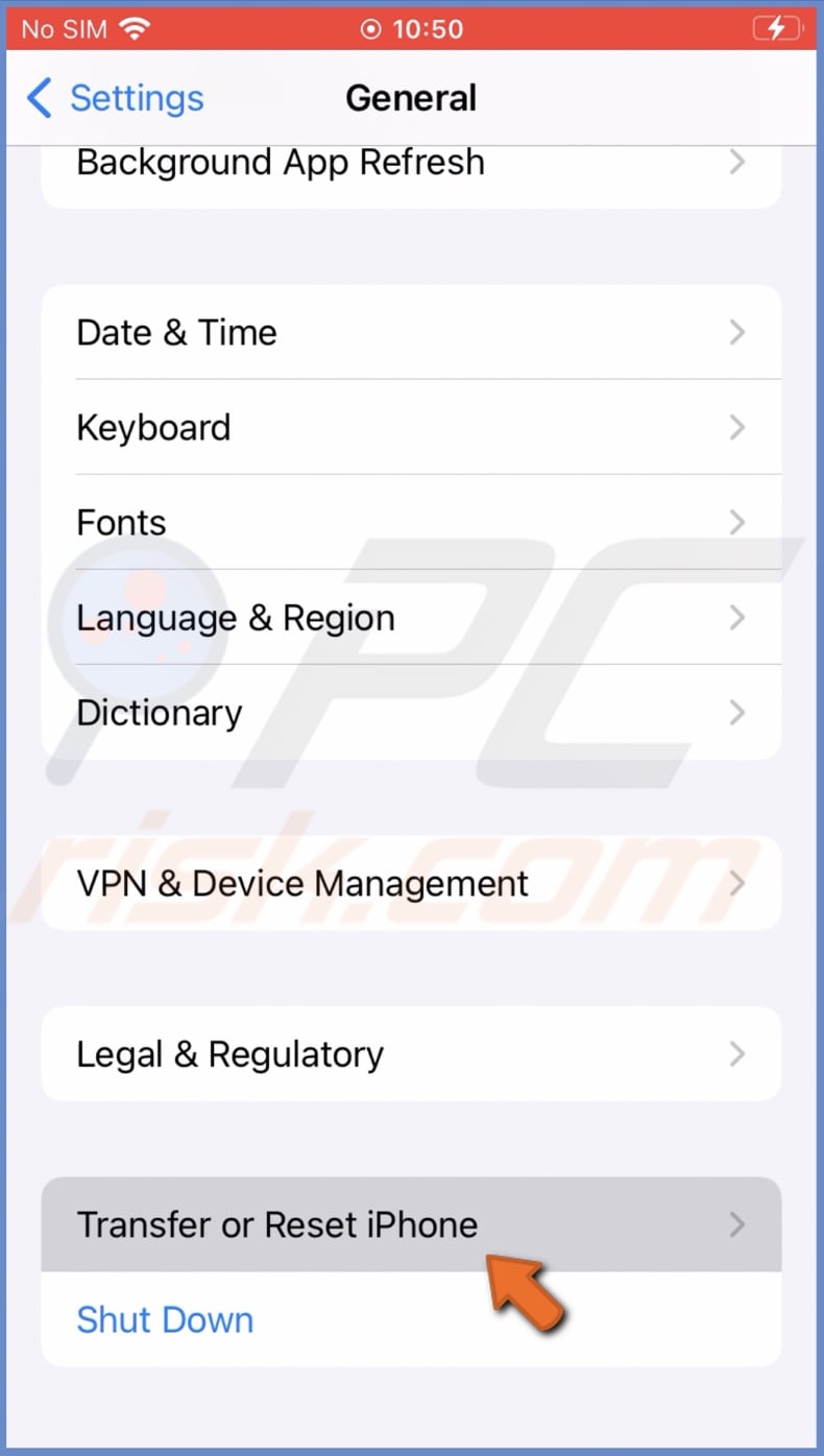 Transfer or Reset iPhone