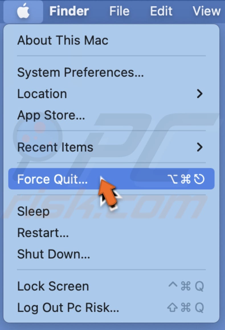 Click on Force Quit
