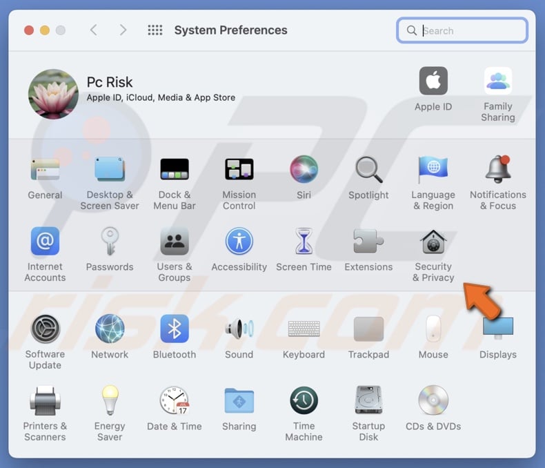 Go to Security & Privacy