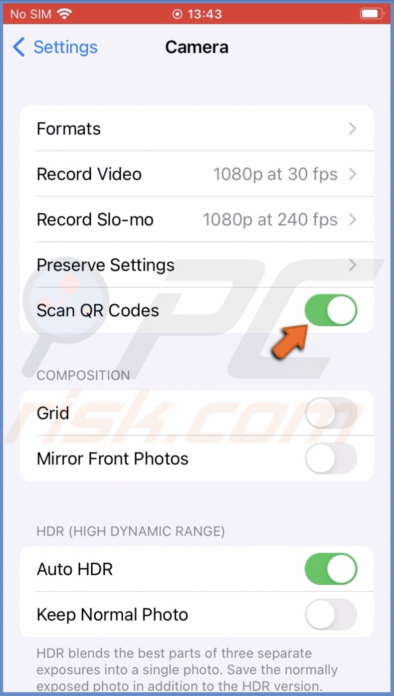 Enable QR code scanner