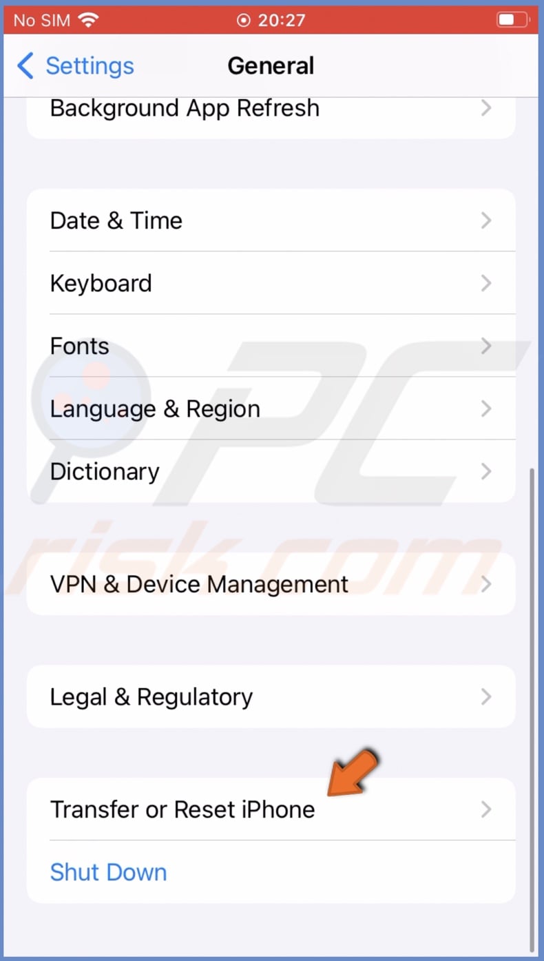 Transfer or Reset iPhone