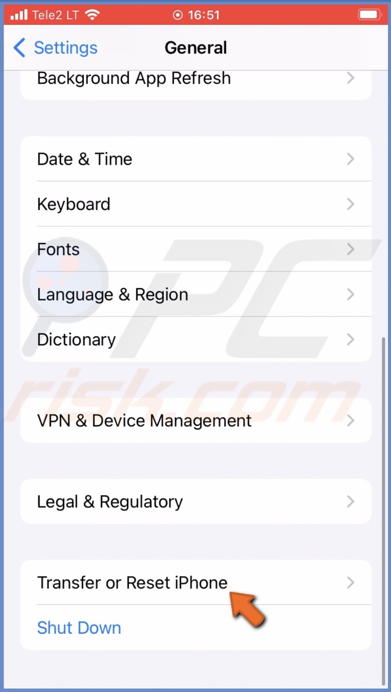 Transfer or Reset iPhone