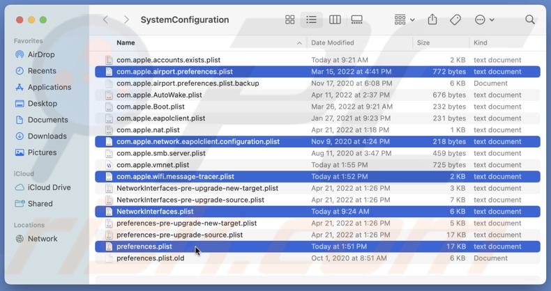 Delete network plist files
