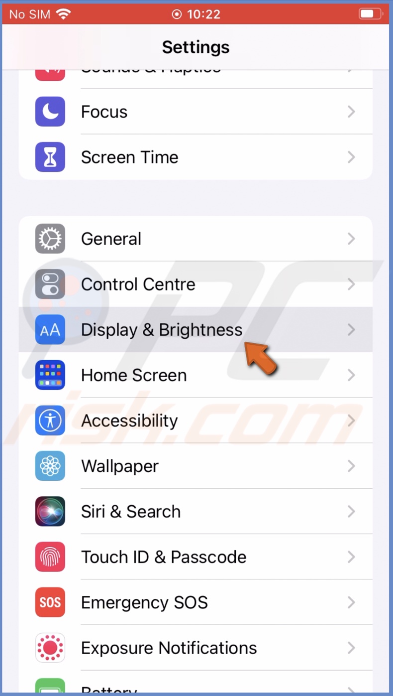 Go to Display & Brightness