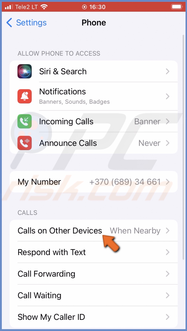 Tap on Calls on Other Devices