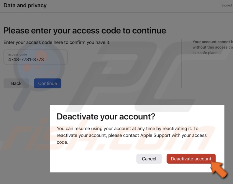 Deactivate your account