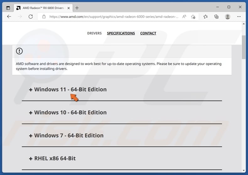 Select your operating system