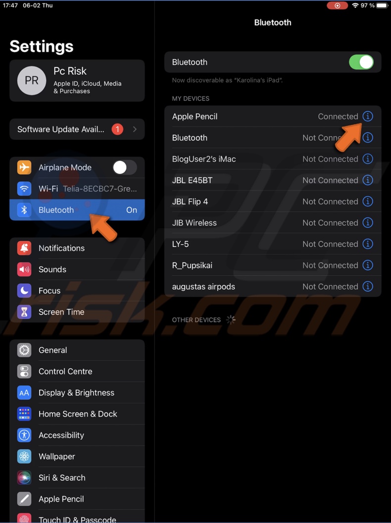 Tap on the info icon