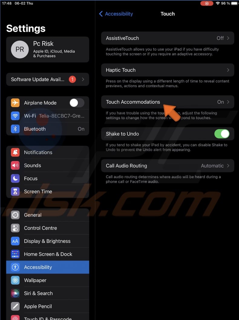 Tap on Touch Accommodations