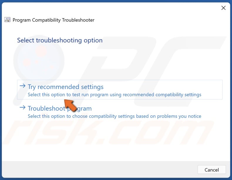 Click Try recommended settings