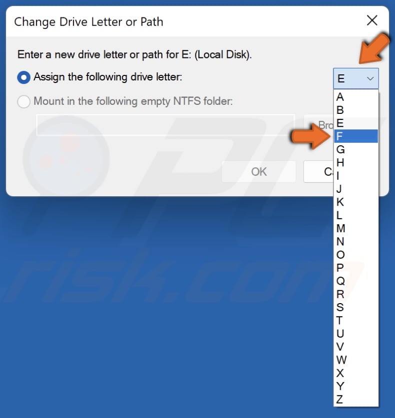 Assign a new drive letter