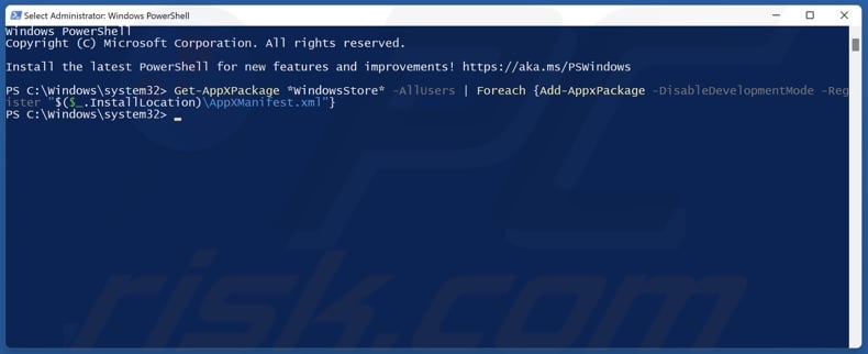 Run the command in PowerShell to reinstall the Microsoft Store