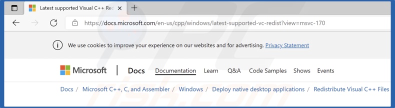 Go to Visual C++ Redistributable website