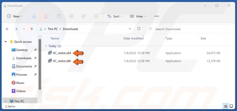 Run vc_redist.x86.exe and vc_redist.x64.exe