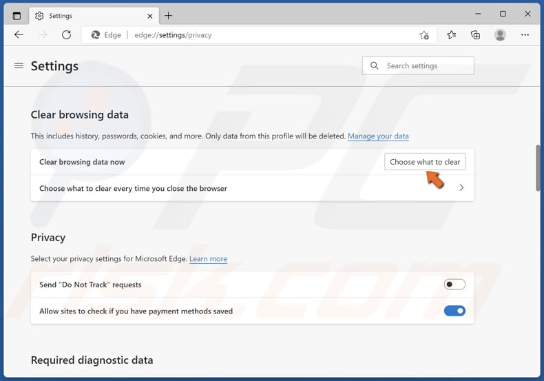 Click Choose what to clear