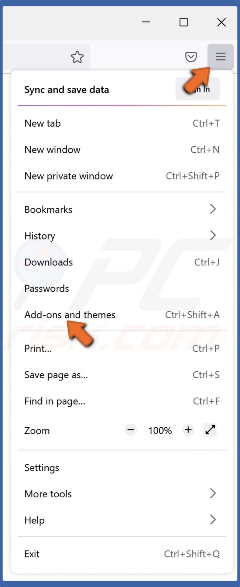 Open the Application Menu and click Add-ons and themes