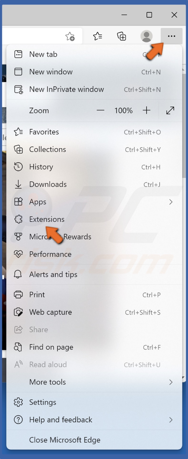 Open the menu and click Extensions