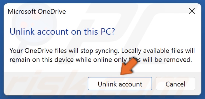 Click Unlink account when prompted
