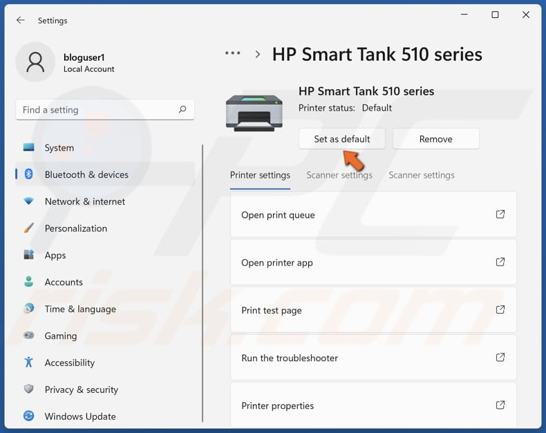 Click Set as default