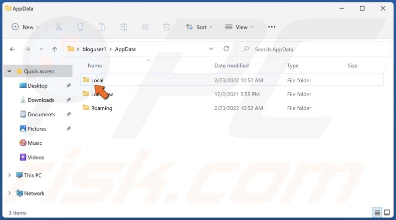 Access the Local folder