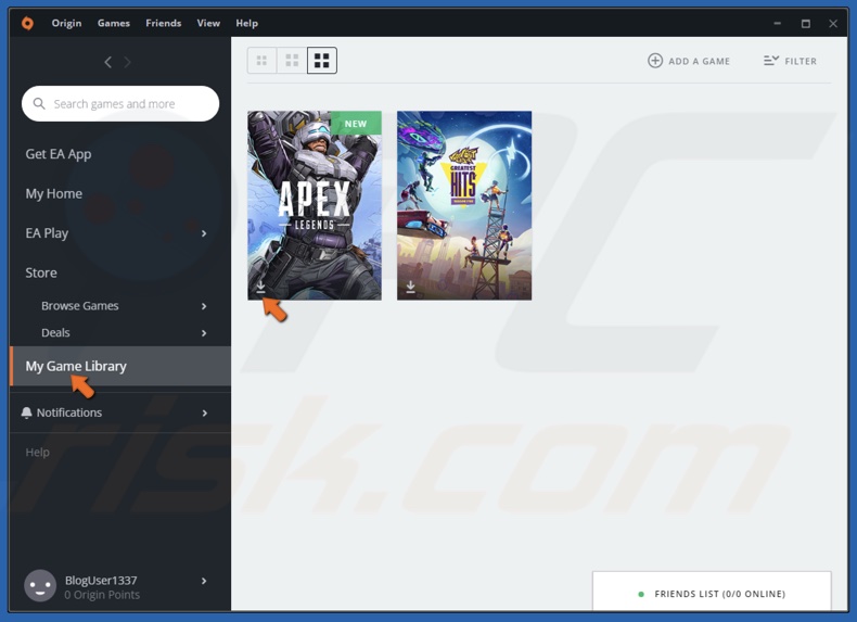 Click My Game Library and click Download