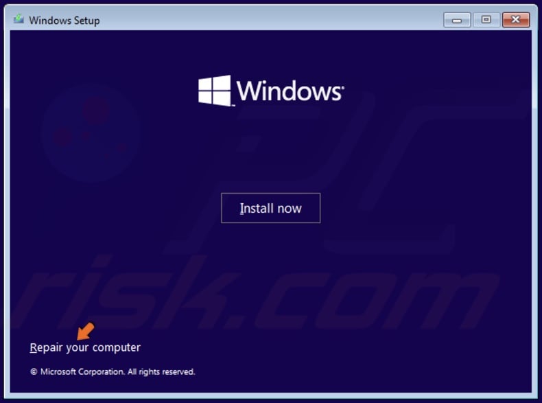 Click Repair your computer