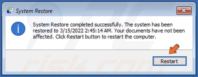 Click Restart