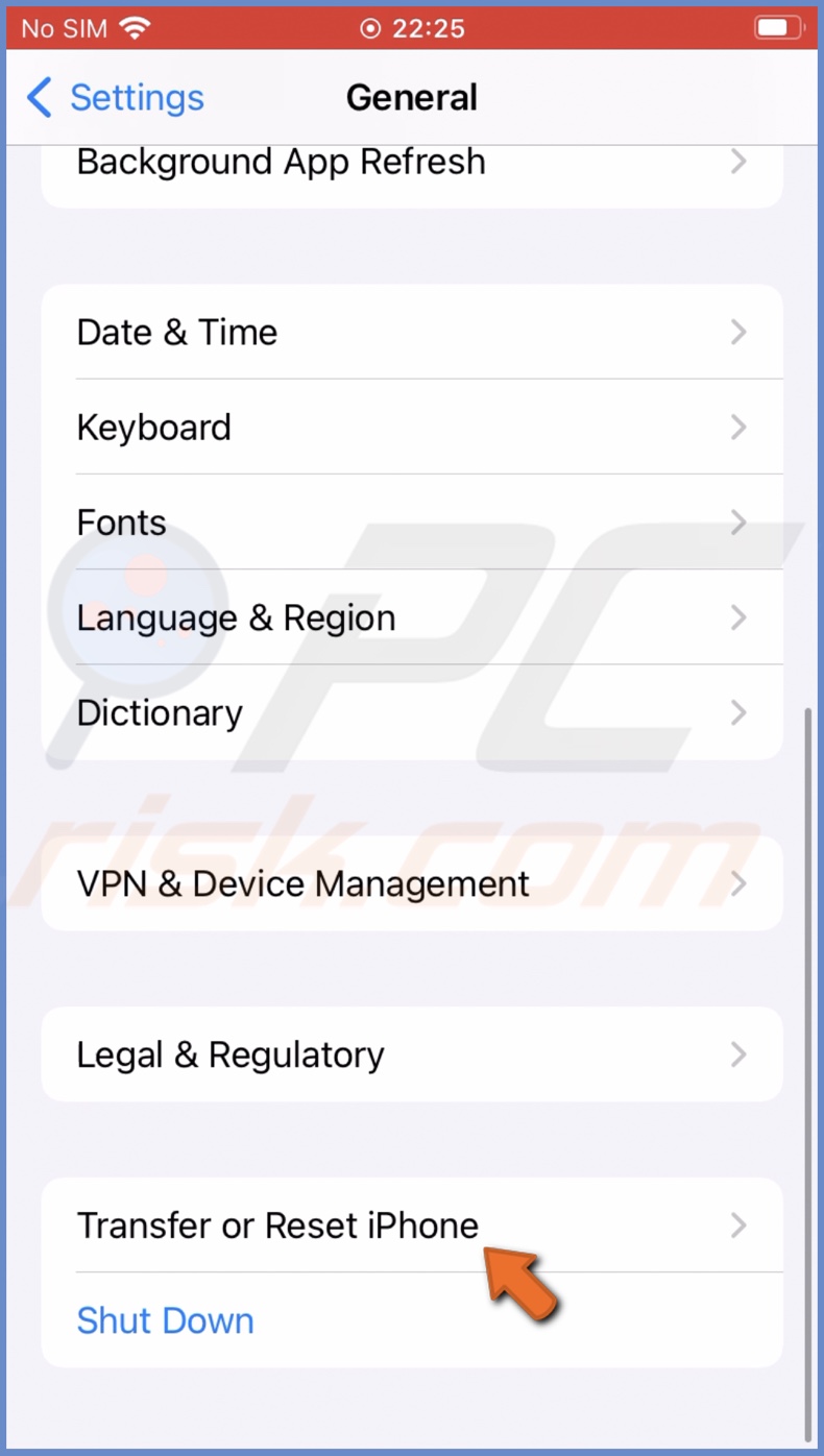 Transfer or Reset iPhone