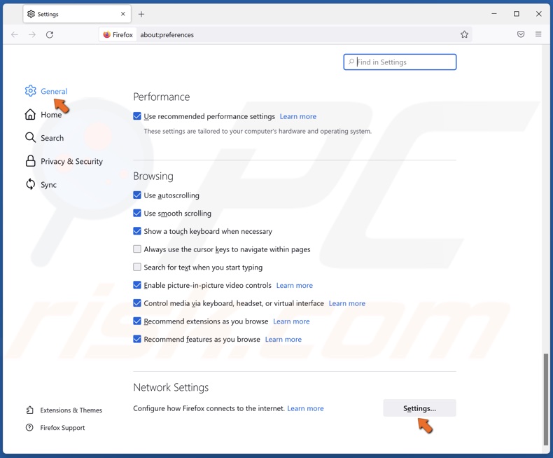 Click Settings under the Network Settings section