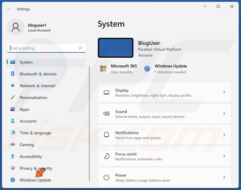 Select Windows Update